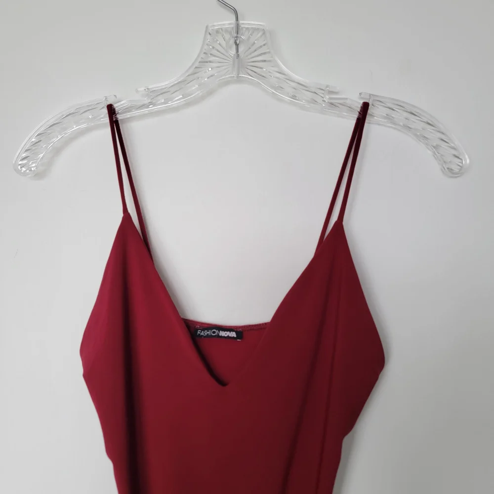 Fashion Nova Burgundy Holiday Party Bodysuit - Picture 2 of 5